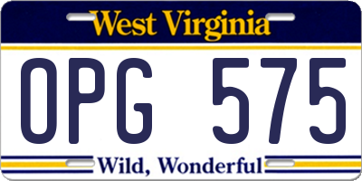 WV license plate OPG575