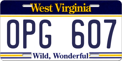 WV license plate OPG607