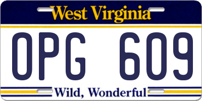 WV license plate OPG609
