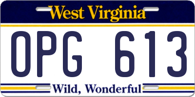 WV license plate OPG613