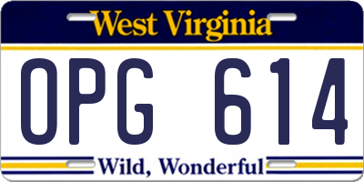 WV license plate OPG614
