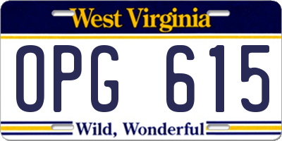 WV license plate OPG615