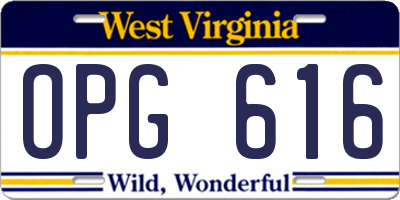 WV license plate OPG616
