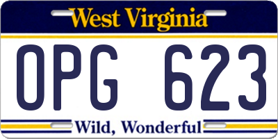 WV license plate OPG623