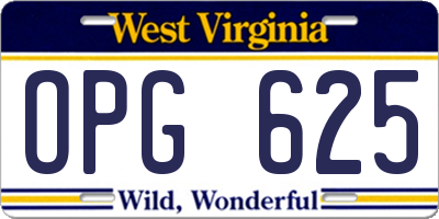 WV license plate OPG625