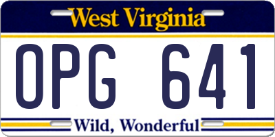 WV license plate OPG641