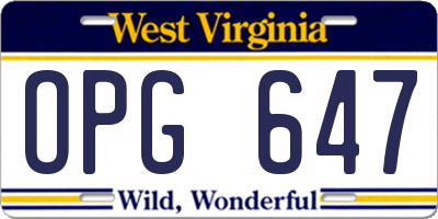 WV license plate OPG647