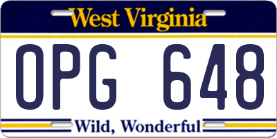 WV license plate OPG648