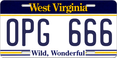 WV license plate OPG666