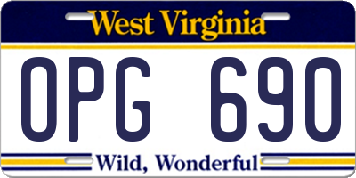 WV license plate OPG690
