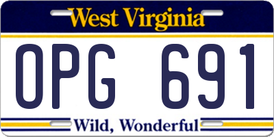 WV license plate OPG691