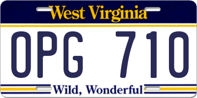WV license plate OPG710