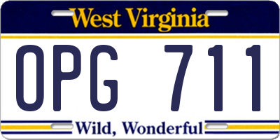 WV license plate OPG711