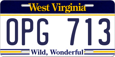 WV license plate OPG713