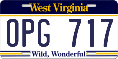 WV license plate OPG717