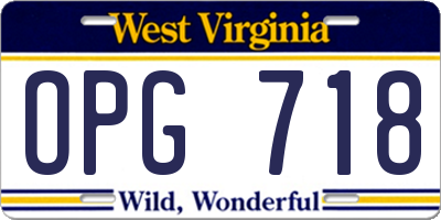 WV license plate OPG718