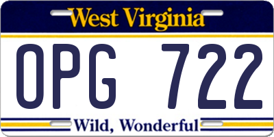 WV license plate OPG722