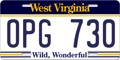 WV license plate OPG730