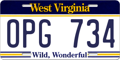 WV license plate OPG734