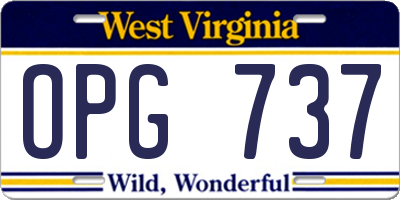 WV license plate OPG737
