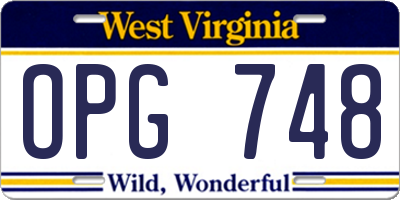WV license plate OPG748
