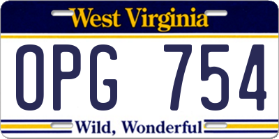 WV license plate OPG754