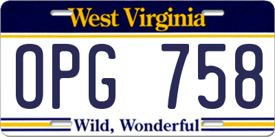WV license plate OPG758