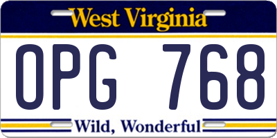 WV license plate OPG768