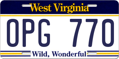 WV license plate OPG770