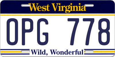WV license plate OPG778
