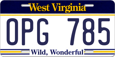 WV license plate OPG785