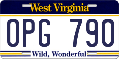 WV license plate OPG790