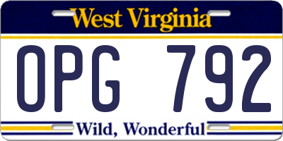 WV license plate OPG792
