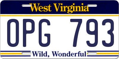 WV license plate OPG793