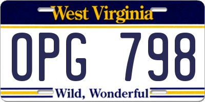 WV license plate OPG798