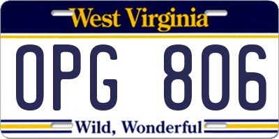 WV license plate OPG806