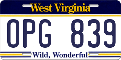 WV license plate OPG839