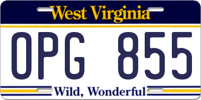WV license plate OPG855