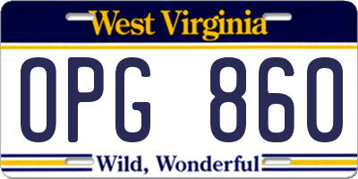 WV license plate OPG860