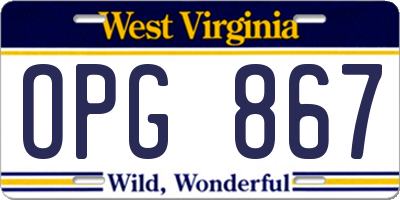 WV license plate OPG867