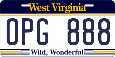 WV license plate OPG888