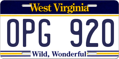 WV license plate OPG920