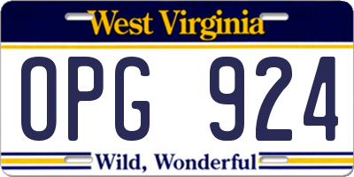 WV license plate OPG924