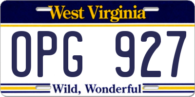 WV license plate OPG927