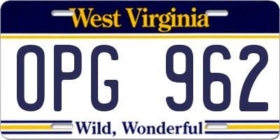 WV license plate OPG962