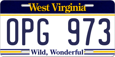 WV license plate OPG973