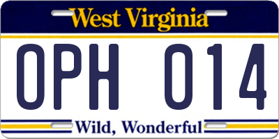 WV license plate OPH014