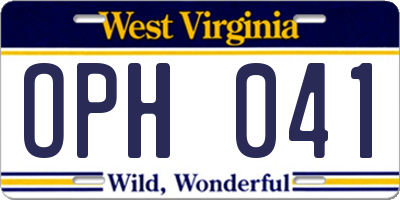 WV license plate OPH041