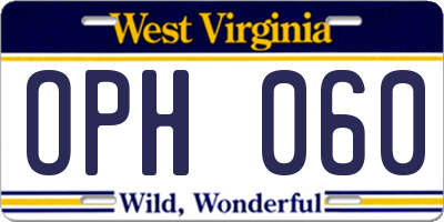 WV license plate OPH060