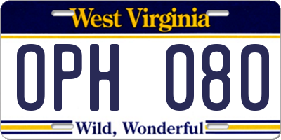 WV license plate OPH080